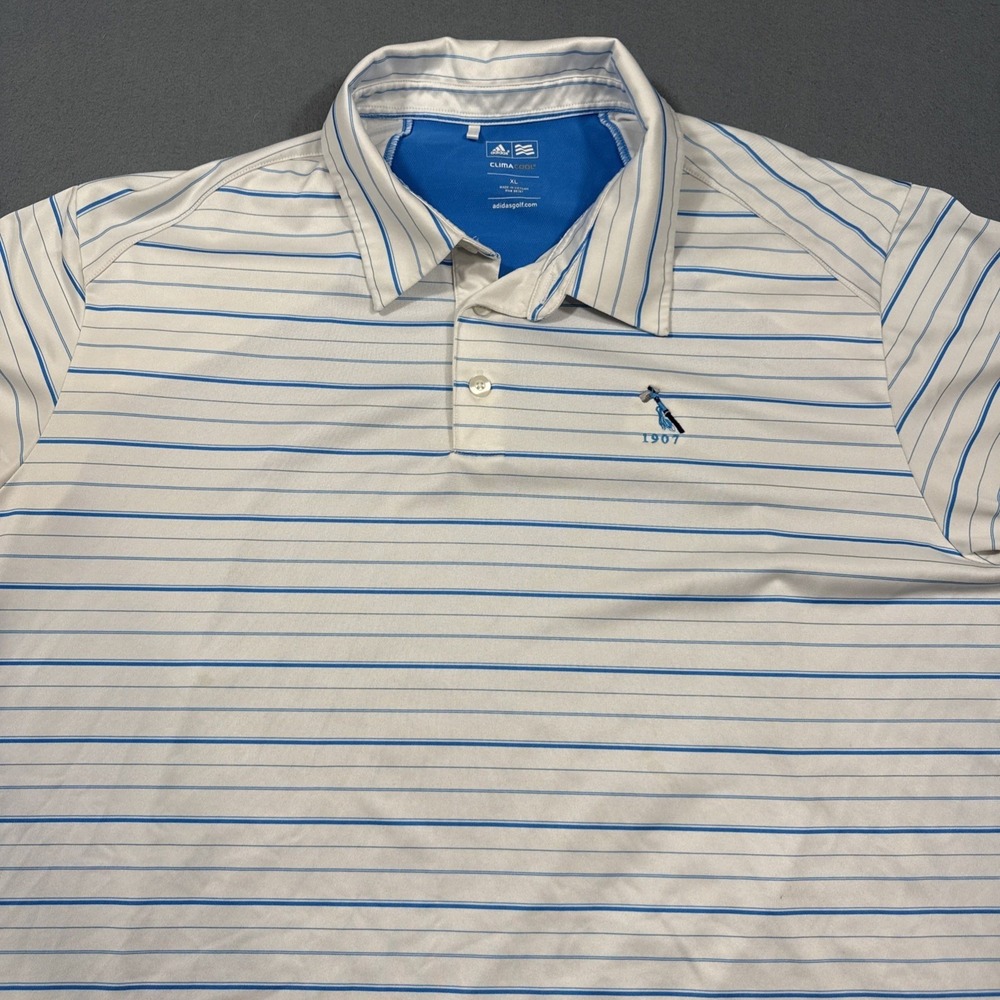 Adidas Golf Polo ClimaCool Striped Athletic Short Sleeve Golf Shirt Mens Sz XL